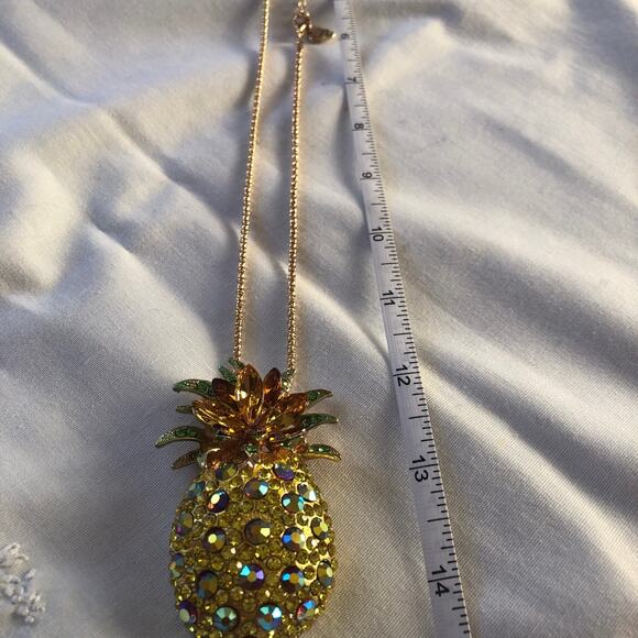 Betsey Johnson Pineapple Pendant Necklace Rhinestone Crusted Fruit Salad NWT - Picture 4 of 8
